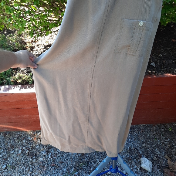 Talbots Vintage 90's Overalls Jumper Pocket Dress Tencel Lyocell Maxi Tan - Picture 9 of 10